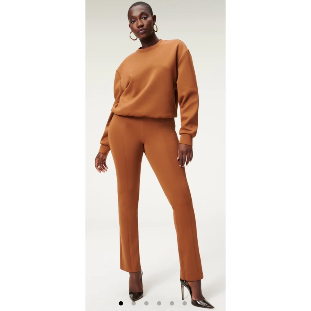 BNWT GOOD AMERICAN SCUBA SLIM FLARE PANT Burnt Caramel Sz 3 (large) NWT $99.